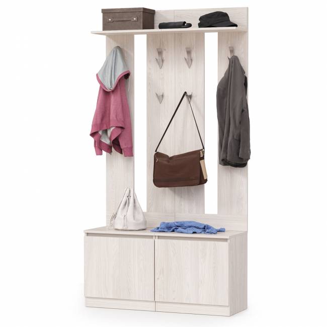 Тумбы с вешалками для верхней одежды Ника цвет ясень анкор светлый Тумбы с вешалками для верхней одежды Ника цвет ясень анкор светлый