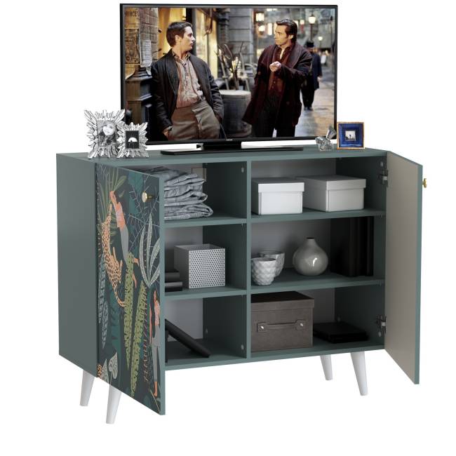 Комод-тумба Либера 16.230.01 цвет пасифай/белый, фасады с рисунком Тропический лес Комод-тумба Либера 16.230.01 цвет пасифай/белый, фасады с рисунком Тропический лес