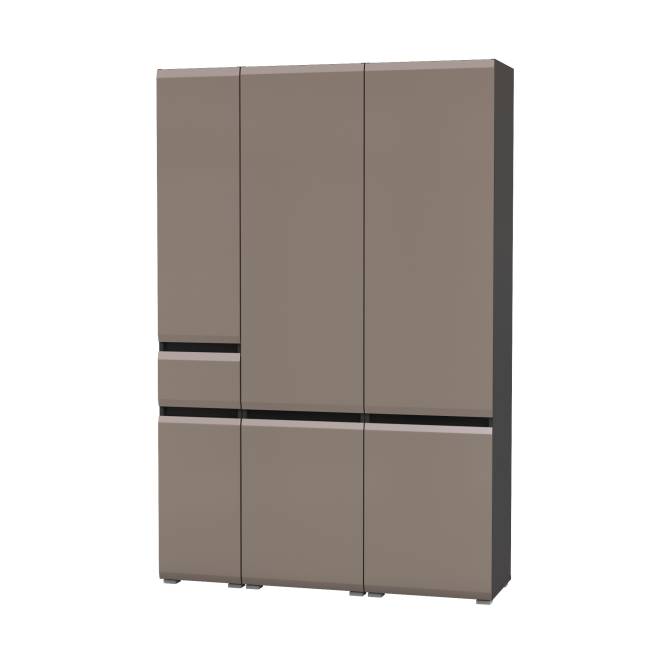 Два шкафа с дверками и шкаф-пенал с ящиком Сидней цвет антрацит/МДФ веллюто капучино