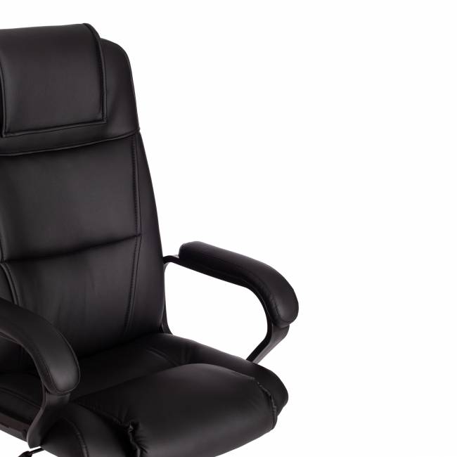 Кресло компьютерное Бергамо/Bergamo хром (22) кож/зам, черный, 36-6 черный кож/зам