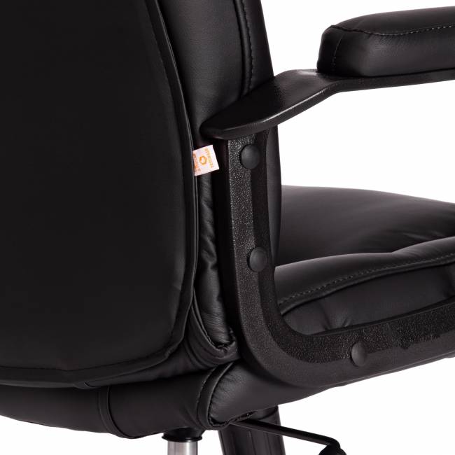 Кресло компьютерное Бергамо/Bergamo хром (22) кож/зам, черный, 36-6 черный кож/зам