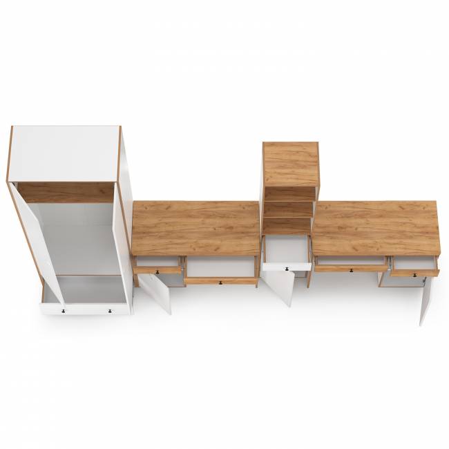 Мебель в детскую комнату для двоих детей Вуди № 29 цвет белый премиум/дуб крафт золотой