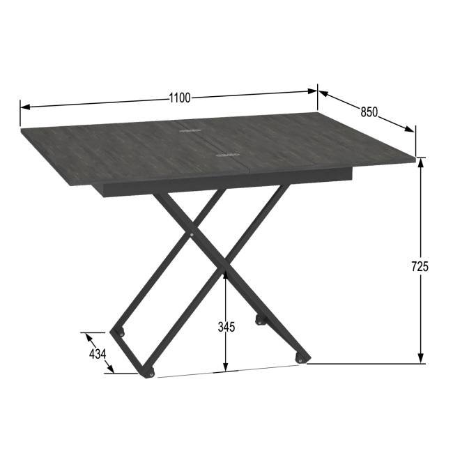 Стол универсальный трансформируемый АНДРЭ Loft ЛДСП интра/чёрный Стол универсальный трансформируемый АНДРЭ Loft ЛДСП интра/чёрный