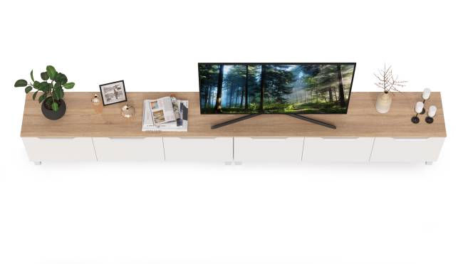 Две тумбы под ТВ 13.267.01 + 13.267.01 цвет белый шагрень/дуб сонома