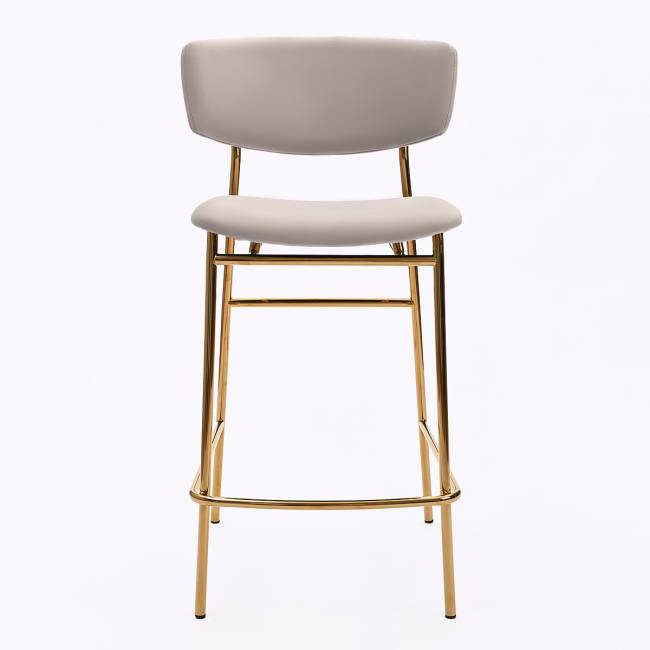 Дизайнерский полубарный стул Marko серый, основание золото
