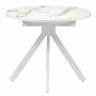 Стол Rudolf круглый раскладной 90-120x90x75см, белый мрамор, белый