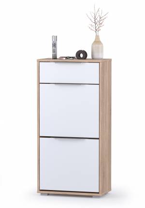 Тумба для обуви высокая Куба (Комод 13.114) цвет дуб сонома/белый премиум