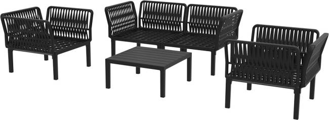 Комплект пластиковой мебели Portofino Lounge черный, светло-коричневый Комплект пластиковой мебели Portofino Lounge черный, светло-коричневый