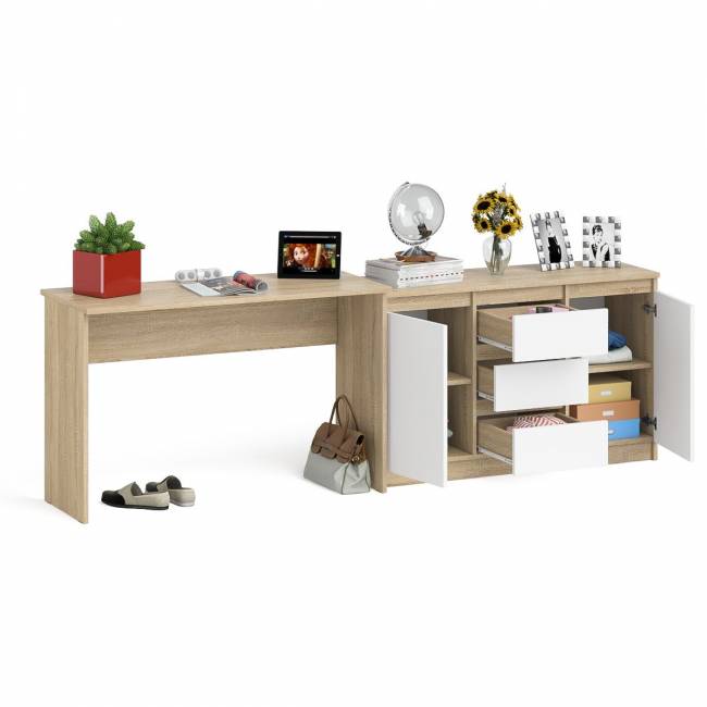 Письменный стол 1200 с комодом-тумбой МК-1200-3 Мори цвет дуб сонома/белый Письменный стол 1200 с комодом-тумбой МК-1200-3 Мори цвет дуб сонома/белый