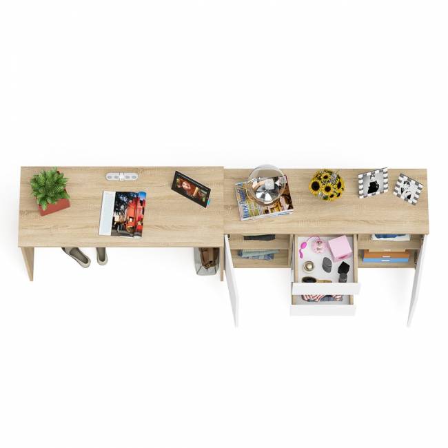 Письменный стол 1200 с комодом-тумбой МК-1200-3 Мори цвет дуб сонома/белый Письменный стол 1200 с комодом-тумбой МК-1200-3 Мори цвет дуб сонома/белый