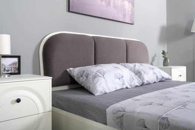 Кровать с мякгой спинкой Валенсия 11.36.02 цвет белый шагрень Кровать с мякгой спинкой Валенсия 11.36.02 цвет белый шагрень