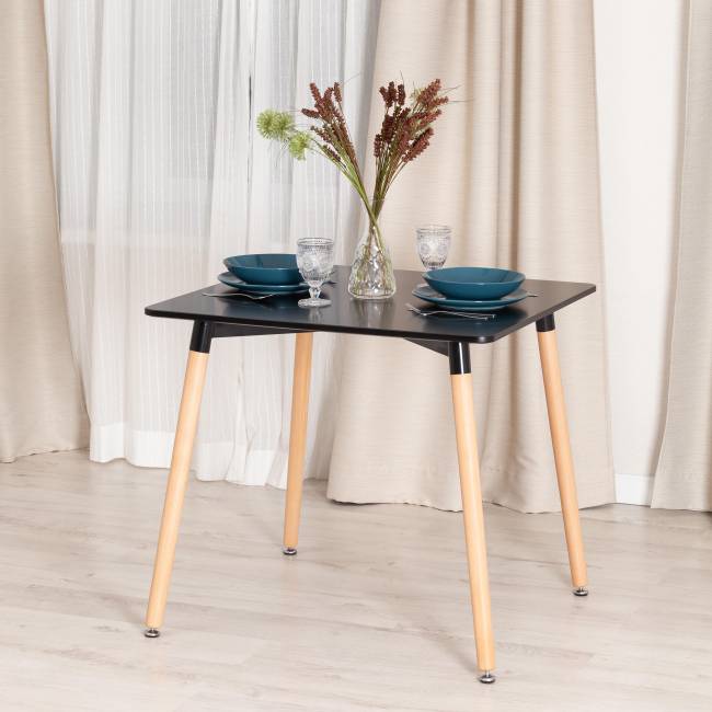 Стол John/Джон (мод. T1003) МДФ/дерево, 80х80х75см, черный/натуральный Black (черный)/ Natural (натуральный) МДФ/дерево