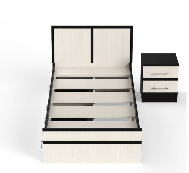 Кровать с ящиками 900 с тумбой Сакура цвет венге/дуб лоредо