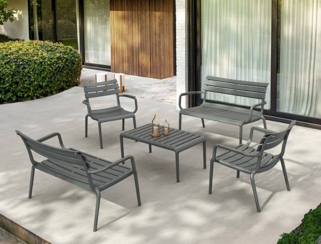 Столик пластиковый журнальный Paris Lounge Table темно-серый 900х500х400 мм