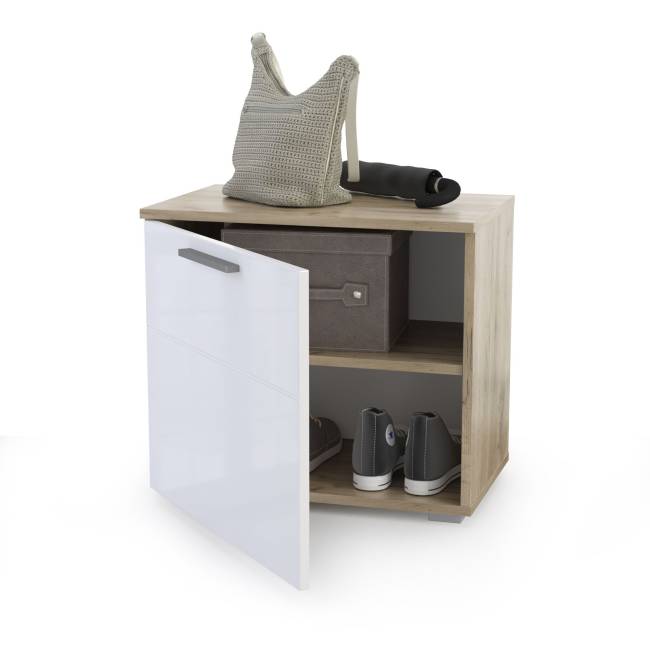 Тумба Лайн 13.234 цвет дуб крафт серый/фасады МДФ белый глянец Тумба Лайн 13.234 цвет дуб крафт серый/фасады МДФ белый глянец