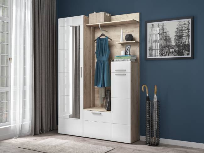 Тумба Лайн 13.234 цвет дуб крафт серый/фасады МДФ белый глянец Тумба Лайн 13.234 цвет дуб крафт серый/фасады МДФ белый глянец