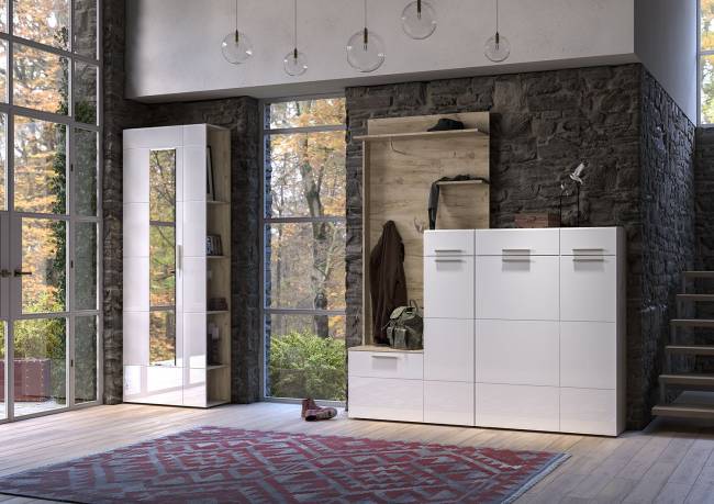 Тумба Лайн 13.234 цвет дуб крафт серый/фасады МДФ белый глянец Тумба Лайн 13.234 цвет дуб крафт серый/фасады МДФ белый глянец