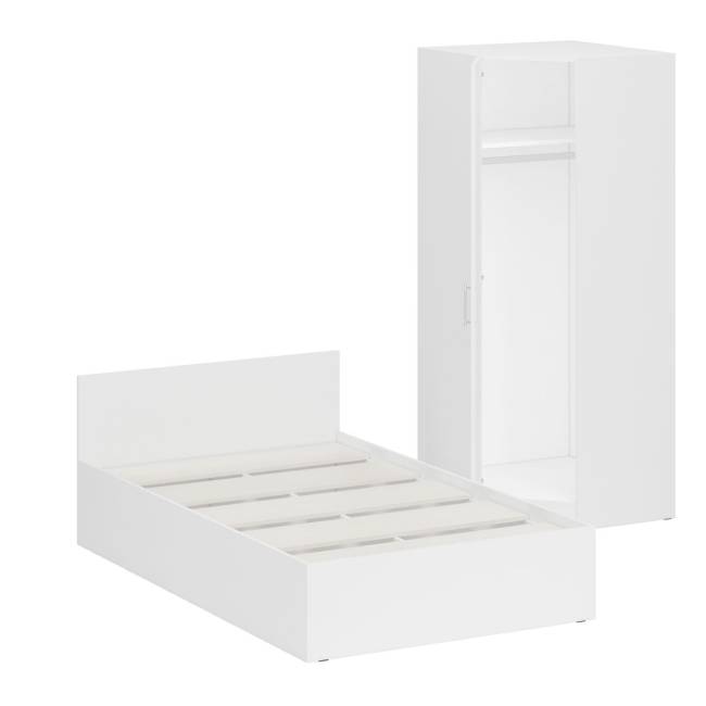 Кровать белая односпальная 1200 с угловым шкафом Стандарт цвет белый Кровать белая односпальная 1200 с угловым шкафом Стандарт цвет белый