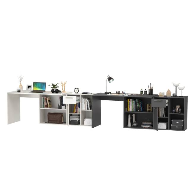 Два письменных стола-трансформера Лайт 03.245 цвет белый шагрень/тёмно-серый Два письменных стола-трансформера Лайт 03.245 цвет белый шагрень/тёмно-серый