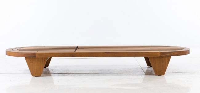 Шезлонг-лежак деревянный с матрасом Spain натуральный, голубой 2300х860x300 мм