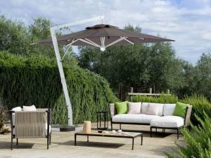 Зонт профессиональный 3х4 м Rimini Braccio белый, серо-коричневый 3000х4000 мм