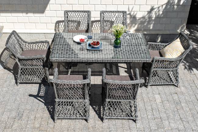 "Латте" обеденная группа плетеная, цвет графит "Латте" обеденная группа плетеная, цвет графит