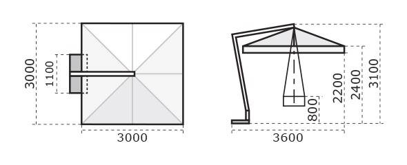 Зонт профессиональный 3х3 м Palladio Braccio имитация ироко, слоновая кость 3000х3000 мм Зонт профессиональный 3х3 м Palladio Braccio имитация ироко, слоновая кость 3000х3000 мм