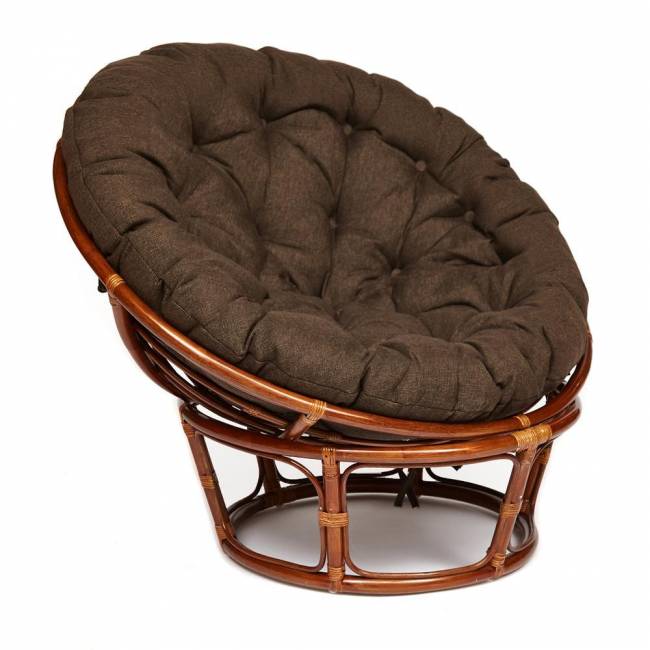 Кресло PAPASAN/ПАПАСАН 23/01 W /с подушкой/ диаметр подушки 125см, 115х101х104см, пекан орех, ткань коричневый, 3м7-147 Pecan (орех)