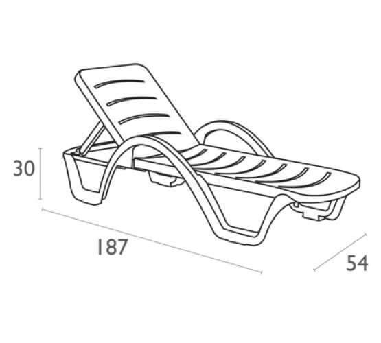Шезлонг-лежак пластиковый Havana тик 1870x540x300 мм Шезлонг-лежак пластиковый Havana тик 1870x540x300 мм