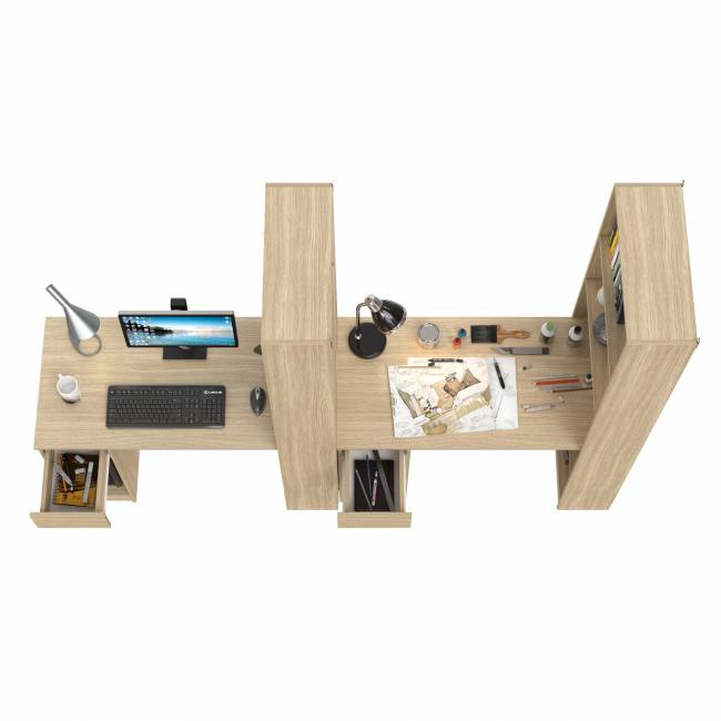 Комбинированные шкафы Лайт 10.01 с письменными столами с ящиком цвет плэйн Комбинированные шкафы Лайт 10.01 с письменными столами с ящиком цвет плэйн