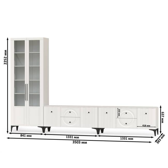 Две тумбы под аппаратуру и сервант Валенсия цвет белый шагрень