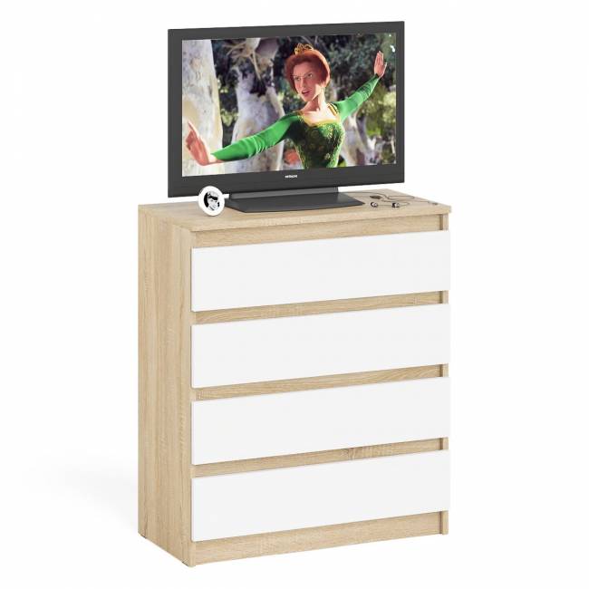 Комод четыре ящика Мори МК800.4 цвет дуб сонома/белый Комод четыре ящика Мори МК800.4 цвет дуб сонома/белый